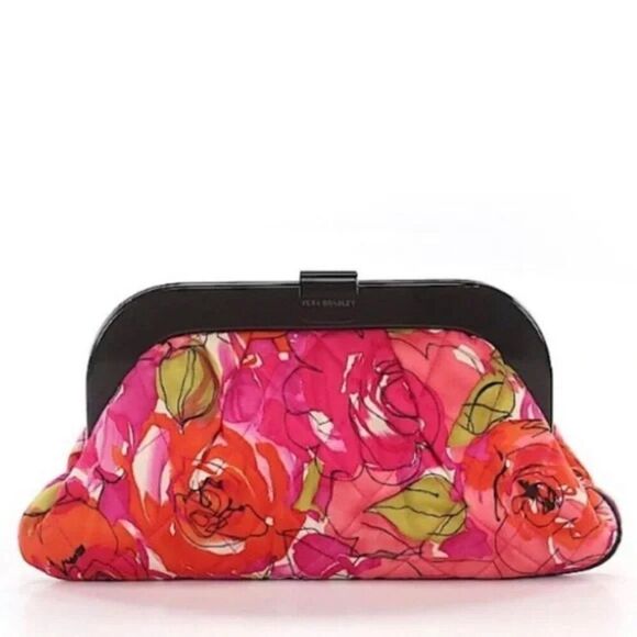 ✨ Vera Bradley Vintage Rose Millie Floral Quilted Satin Clutch ✨ - Picture 1 of 9